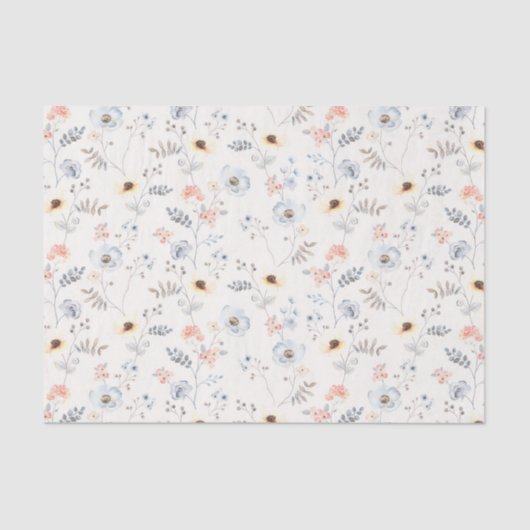 Pastel Poppy Floral Garden Pattern Tissuepapier (Voorkant)
