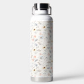 Pastel Poppy Floral Garden Pattern Waterfles (Achterkant)