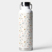Pastel Poppy Floral Garden Pattern Waterfles (Voorkant)