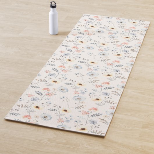 Pastel Poppy Floral Garden Pattern Yogamat (In situ)