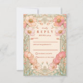 Pastel Poppy Garden Wedding RSVP Kaartje (Voorkant)
