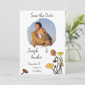 Pastel Poppy Waterverf Wedding Save the Date Kaart (Staand voorkant)