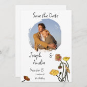 Pastel Poppy Waterverf Wedding Save the Date Kaart (Voorkant / Achterkant)
