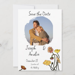 Pastel Poppy Waterverf Wedding Save the Date Kaart