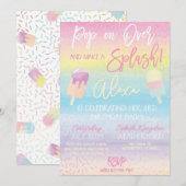 Pastel Popsicle Birthday Party Aankondiging (Voorkant / Achterkant)