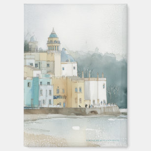 Pastel Portmeirion, Wales in Watercolor Magneet