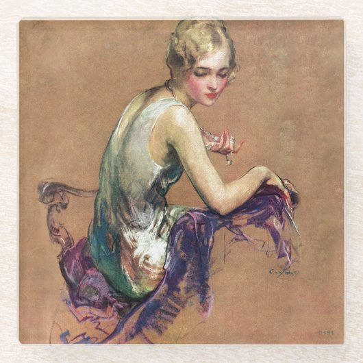 Pastel Portrait Glazen Onderzetter (Voorkant)