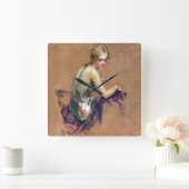 Pastel Portrait Vierkante Klok (Huis)