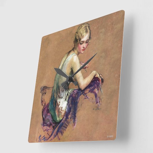 Pastel Portrait Vierkante Klok (Hoek)