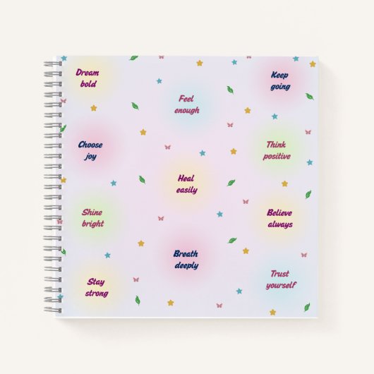 Pastel Positive Affirmations Pattern Notitieboek (Voorkant)