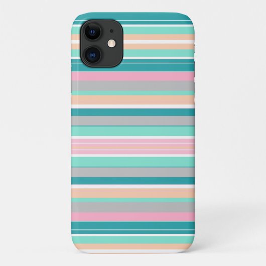 Pastel Positive Vibes Stripes iPhone 11 Hoesje (Achterkant)