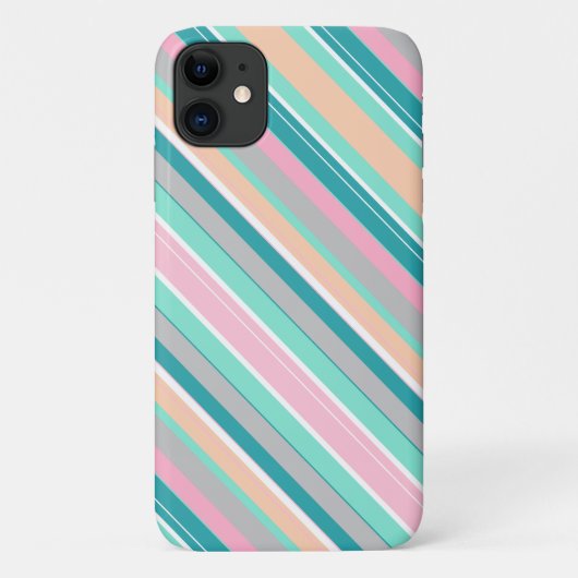 Pastel Positive Vibes Stripes iPhone 11 Hoesje (Achterkant)