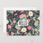 Pastel preppy bloemen Hallo typografiekbord Briefkaart (Voorkant / Achterkant)