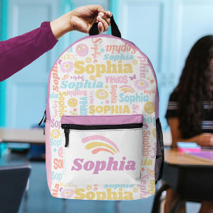 Pastel preppy glimlach gezichten ster aangepaste n bedrukte rugzak