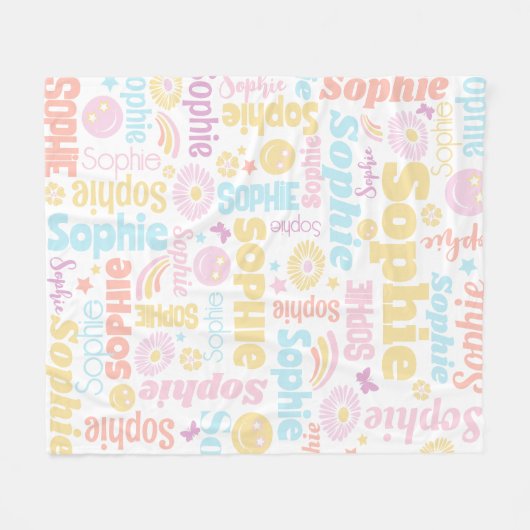 Pastel preppy glimlach gezichten ster aangepaste n fleece deken (Voorkant (Horizontaal))