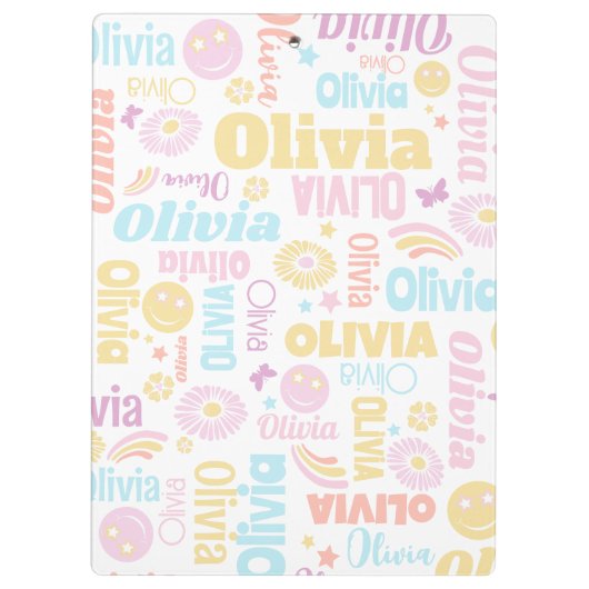 Pastel preppy glimlach gezichten ster aangepaste n klembord (Achterkant)