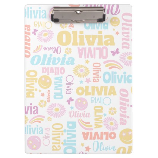 Pastel preppy glimlach gezichten ster aangepaste n klembord (Voorkant)