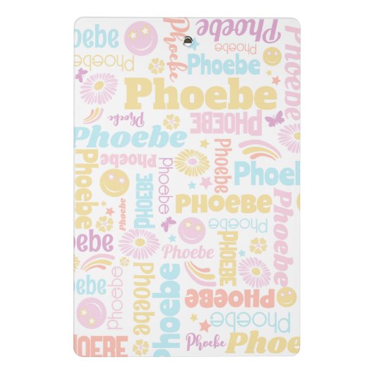 Pastel preppy glimlach gezichten ster aangepaste n mini klembord (Achterkant)