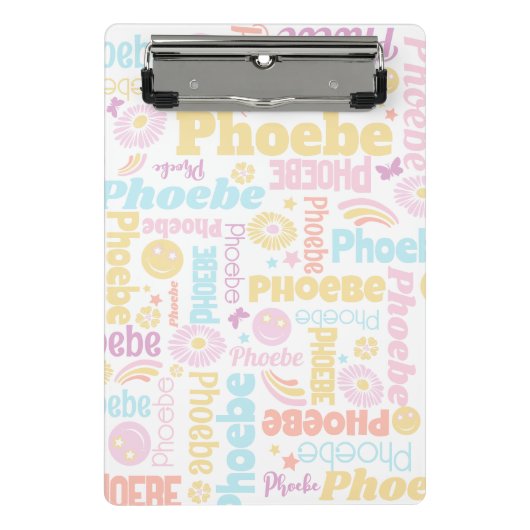 Pastel preppy glimlach gezichten ster aangepaste n mini klembord (Voorkant)