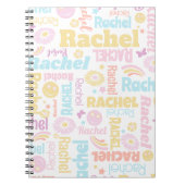 Pastel preppy glimlach gezichten ster aangepaste n notitieboek (Voorkant)