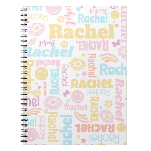 Pastel preppy glimlach gezichten ster aangepaste n notitieboek (Voorkant)