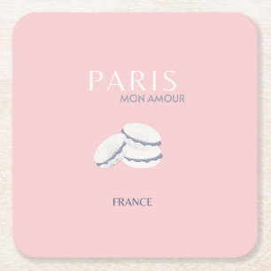 Pastel Preppy Macarons, roze Parijs Travel Art Kartonnen Onderzetters
