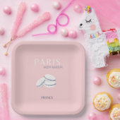 Pastel Preppy Macarons, roze Parijs Travel Art Papieren Bordje (Feest)