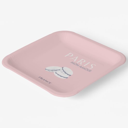 Pastel Preppy Macarons, roze Parijs Travel Art Papieren Bordje (Gebogen)