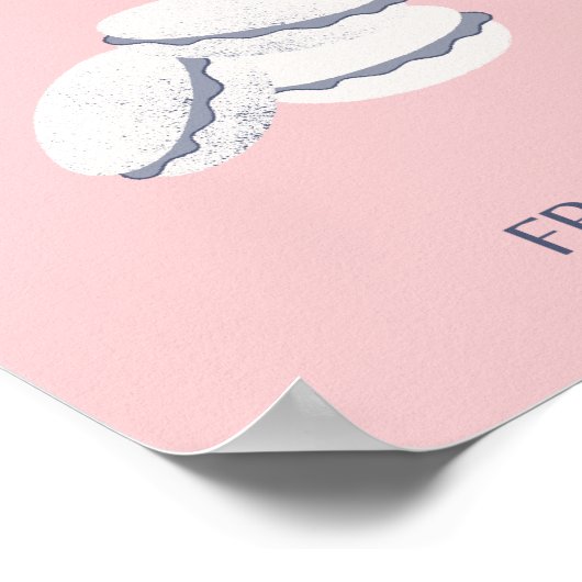 Pastel Preppy Macarons, roze Parijs Travel Art Poster (Hoek)