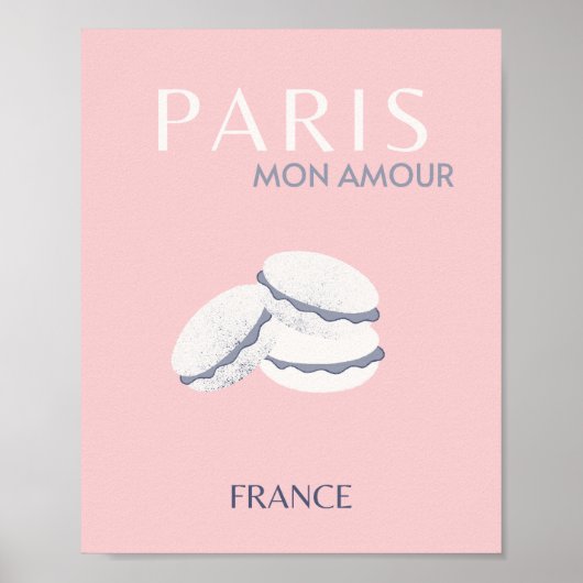 Pastel Preppy Macarons, roze Parijs Travel Art Poster (Voorkant)