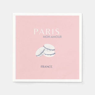 Pastel Preppy Macarons, roze Parijs Travel Art Servet