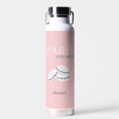 Pastel Preppy Macarons, roze Parijs Travel Art Waterfles (Voorkant)