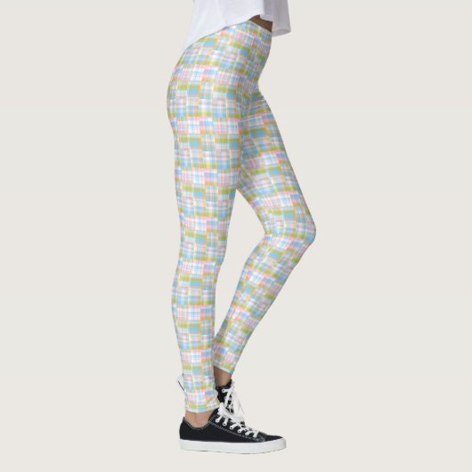 Pastel Preppy Madras Patchwork Stijl Geruite Tarta Leggings (Rechts)