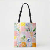 Pastel Preppy Patchwork Tote Bag (Voorkant)