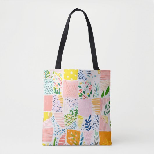 Pastel Preppy Patchwork Tote Bag (Voorkant)