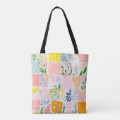 Pastel Preppy Patchwork Tote Bag (Achterkant)