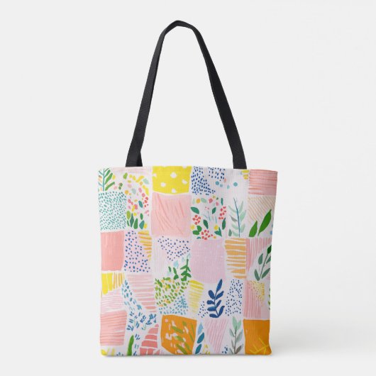 Pastel Preppy Patchwork Tote Bag (Achterkant)