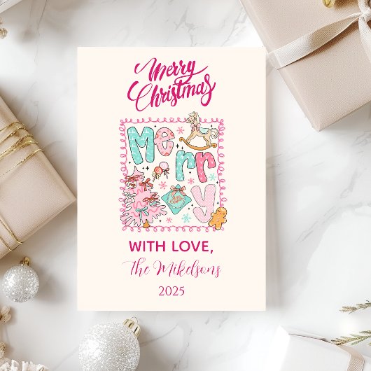 Pastel Prettig Kerstfeest Feestdagenkaart