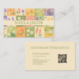 Pastel Pretty Girly Green Purple Quilt Patchwork  Visitekaartje