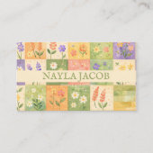 Pastel Pretty Girly Green Purple Quilt Patchwork Visitekaartje (Voorkant)