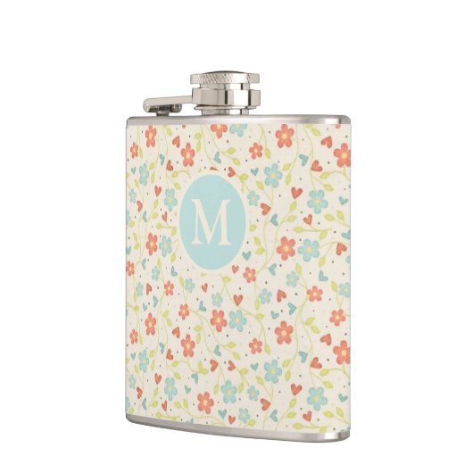 Pastel Pretty Spring Floral Pattern Monogram Heupfles (Links)