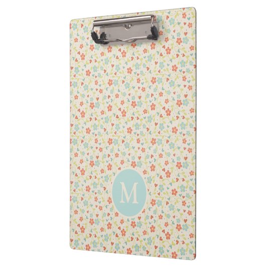 Pastel Pretty Spring Floral Pattern Monogram Klembord (Links)