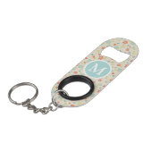 Pastel Pretty Spring Floral Pattern Monogram Mini Flessenopener (Voorkant Gekanteld)