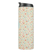Pastel Pretty Spring Floral Pattern Monogram Thermosbeker (Geroteerd rechts)