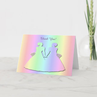Pastel Pride Trouwkaart voor een Lesbisch Huwelijk Bedankkaart