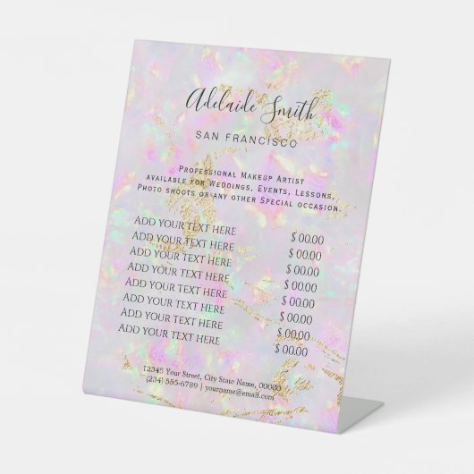 pastel - prijslijst Pedestal Sign Reclamebord Met Voetstuk (Voorkant)