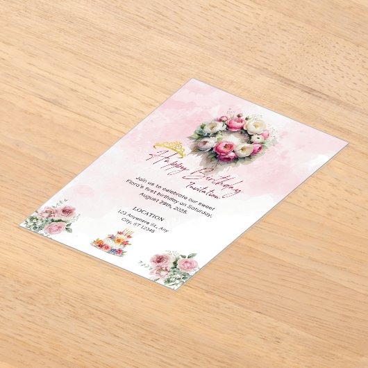 Pastel Princess 15 Quinceañera Verjaardag Uitnodig Acryl Uitnodigingen (Laagn)