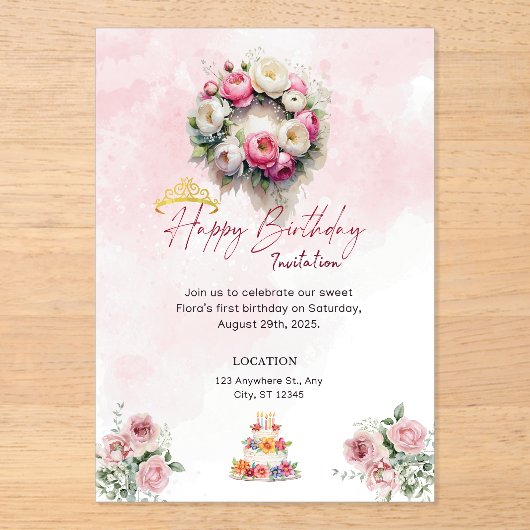 Pastel Princess 15 Quinceañera Verjaardag Uitnodig Acryl Uitnodigingen