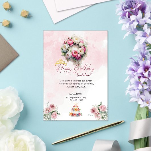 Pastel Princess 15 Quinceañera Verjaardag Uitnodig Acryl Uitnodigingen (Insitu (Huwelijk))