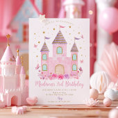Pastel Princess Castle Butterfly Flower Birthday Kaart